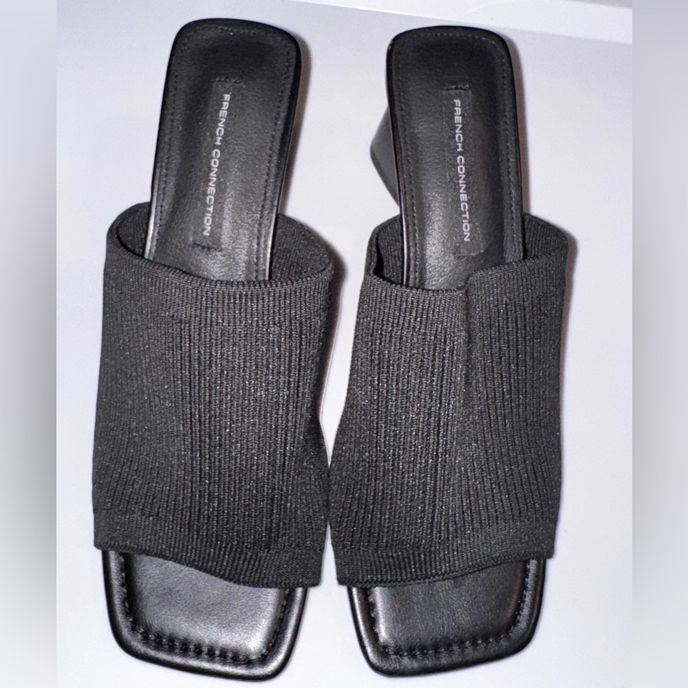 French Connection Black Open-Toe Heels Mules